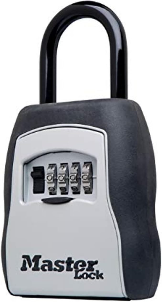 Master Lock Key Lock Box, Outdoor Lock Box for House Keys, Portable Combination Lockbox Resettable Code, 5400EC, Black