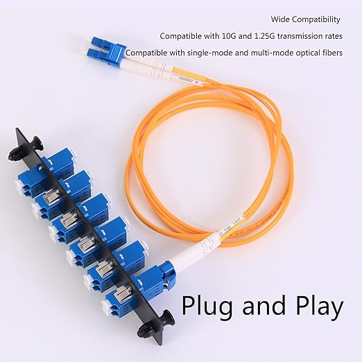 VFLTOOL 2PCS 6 Duplex LC Adapters LGX Footprint Fiber Patch Panel Loaded 12 Fiber Ports Couplers Enclosure - LC UPC Blue Compatible with SingleMode Multimode|1.25G/10GB OS1-2/OM1-3