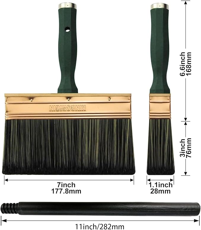 7 Inch Paint Brush, Quick Deck Brush with Threaded Handle for Extension Use, Paint Brushes for Walls, Stain Brushes for Wood, Fence and Furniture