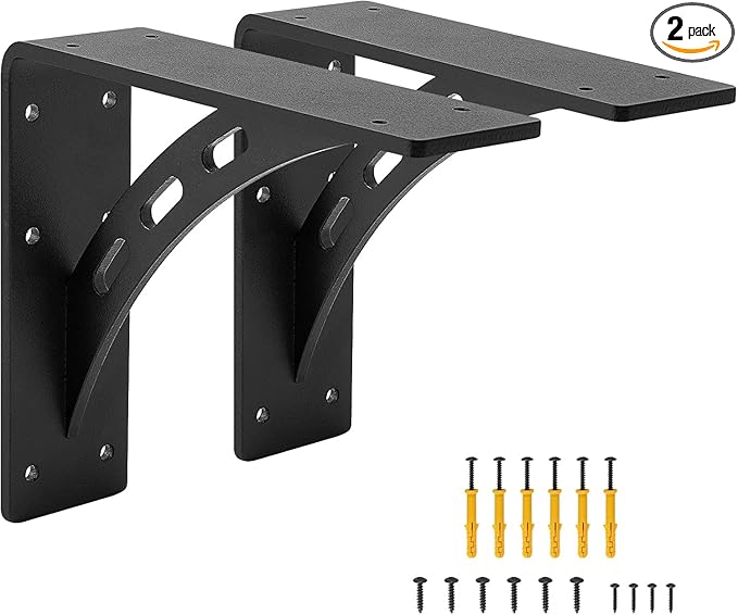 Heavy Duty Shelf Brackets , Metal Mantel Brackets (Set of 2) Fireplace Mantel Brackets - Countertop Support , Max Load 1100 Lbs (9 inch x 7.95 inch)