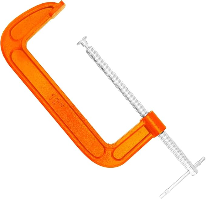 2 Packs 10 Inch C-Clamp, Malleable Iron C-Clamp, Heavy Duty C-Clamp for Woodworking, Metalworking, 8.7 Inches Max Jaw Opening, 3.7 Inches Throat Depth, Orange