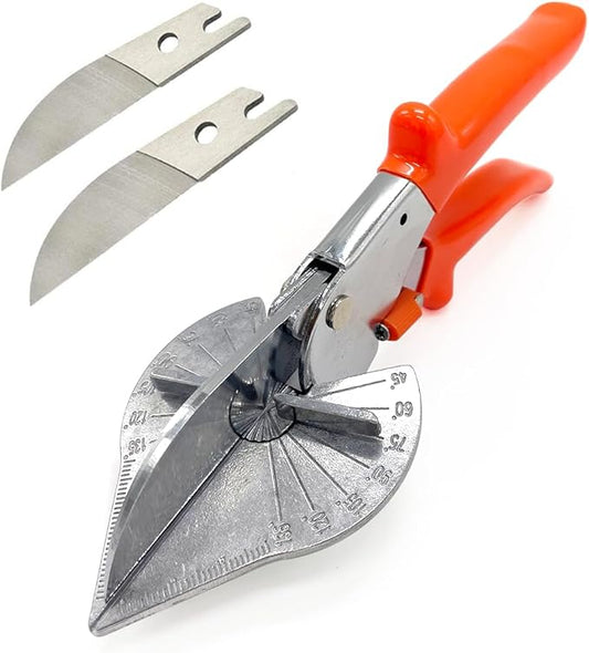 Multi Angle Miter Shear Cutter Hand Tools,45-135 Degree Adjustable Angle Scissors Trim Shears Tools for Vinyl Wood Molding Trim (Orange With 2 Extra Blades)