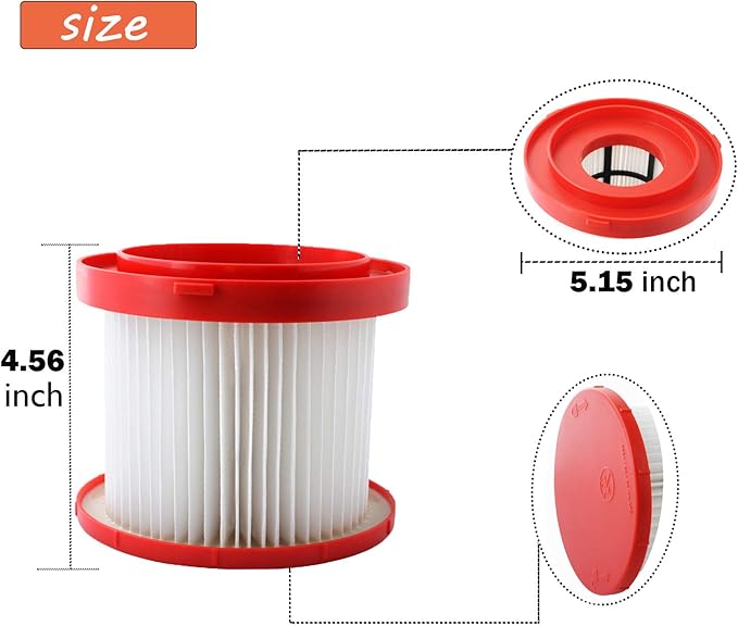 49-90-1900 HEPA Filter Replacement Compatible with Milwau-kkee M18 Cordless 2 Gal.Wet Dry Vacuum 0880-20 0780-20