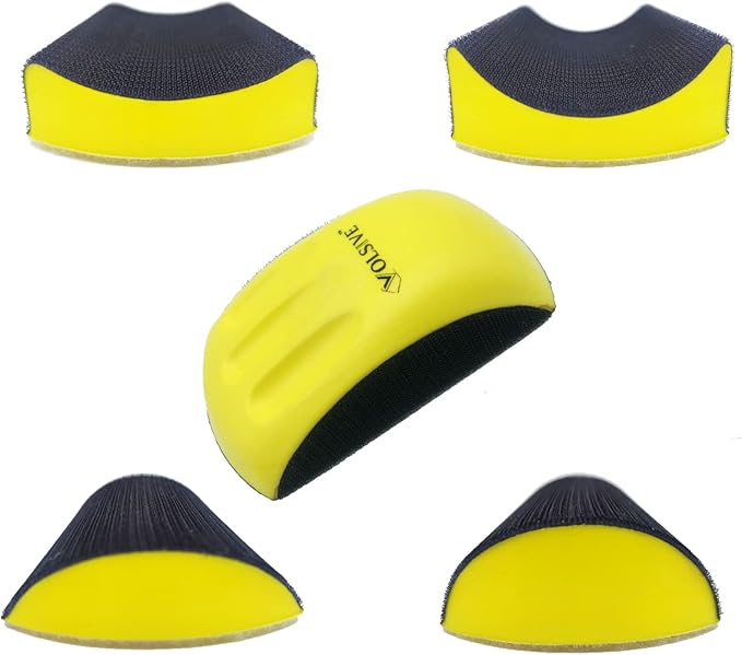 VOLSIVE 6 Inch Hand Sanding Blocks Rectangle and Mouse-Shaped Hook for Woodworking Hook Backing Sandpaper Holder for Furniture （5 Packs）