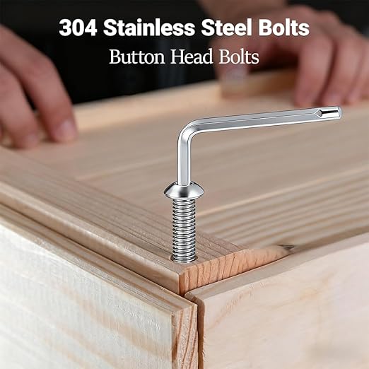 Metuja M5-0.8x12mm 100Pcs, Button Head Socket Cap Bolts Screws, Stainless Steel, Professional Set Screw, Clear and Complete Full Thread, Silver Bright Finish Furniture Bolt, Allen Hex Drive