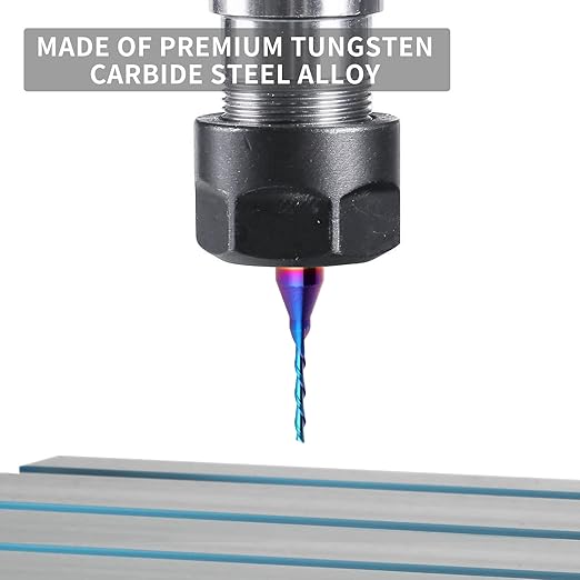 2PCS Downcut Spiral Router Bit 1/4 inch Shank, 1/16 inch Cutting Diameter Solid Carbide with Blue Nano Coating CNC Router Bits End Mill for Wood Carving, Engraving