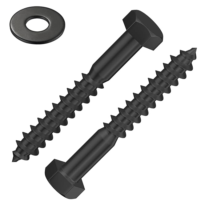 Lag Screws Wood Screws (50PCS, 5/16" x1-1/2, Black) Hex Head Lag Bolts,(8x40) Heavy Duty Lag Screws,304 Stainless Steel Bolts 18-8
