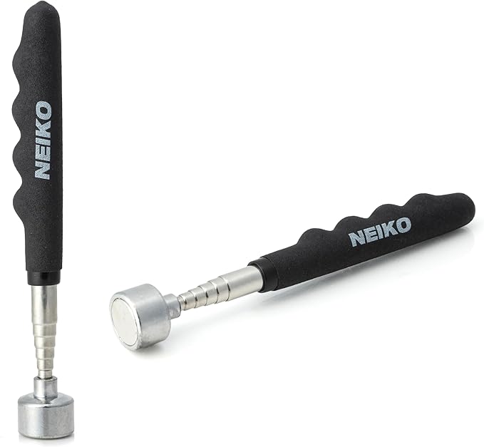 NEIKO 25 Lb Telescoping Magnetic Pickup Tool, 30" Extendable, Silver Stainless Steel, Cylindrical, 1" Head, 25 Lb Pull Force