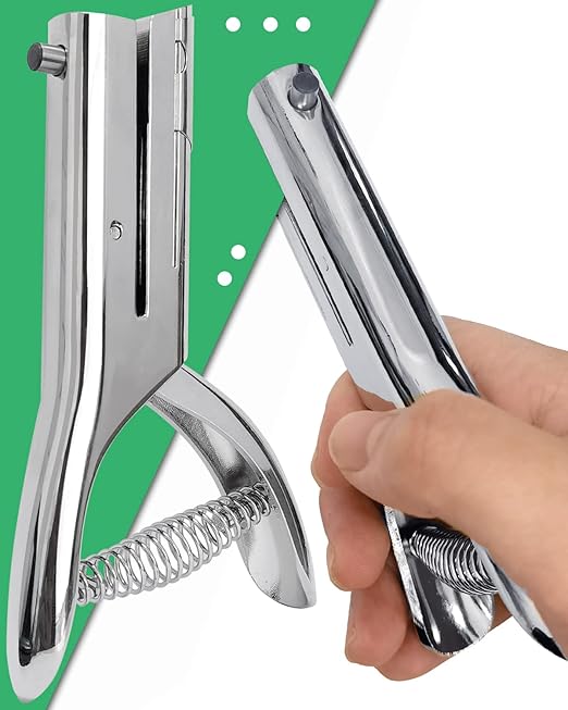 Hole Punch 1/8 Inch, Heavy Duty Single Hole Punch, Paper Card Portable Handheld Long Hole Puncher Single 2 Inch Reach Deep for PVC Paper ID Cards Plastic Cardboard (1/8"-3mm Hole)