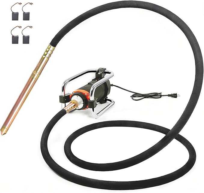 CXRCY Concrete Vibrator 1500W 2HP 18000RPM Powerful Copper Motor, 4.5M (14-3/4ft) Long Flexible Shaft, Electric Concrete Vibrator Handheld for Removing Air Bubbles & Smoothing