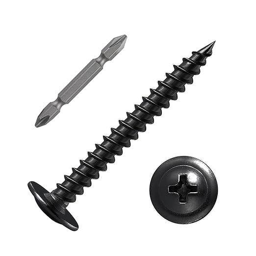 (150 pcs) Wensilon #10횞1-1/2" Black Phillips Truss Head Wood Screws Quick Metal Self Tapping