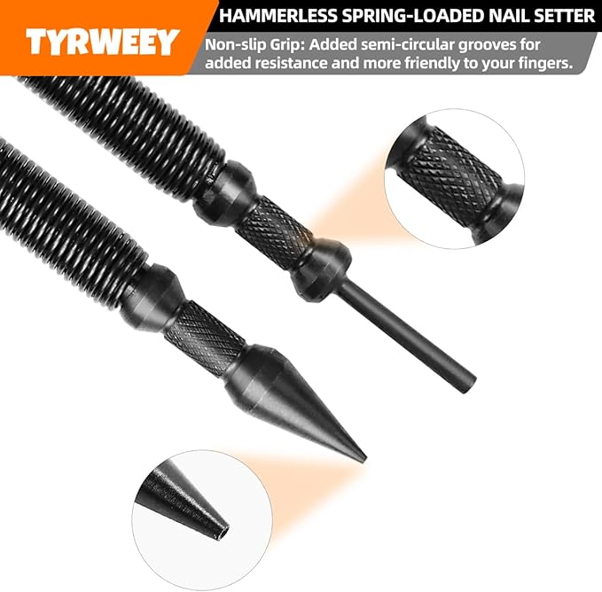 2-Piece Nail Setter Dual Head Nail Set, Dual Head Nail Setter & Hinge Pin Remover Punch Set, Nail Setter Features 1/32-in, 1/16-in, 1/8-in