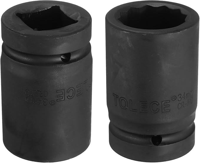 uxcell 1" Drive 34mm 12-Point Impact Socket, CR-MO Steel 80mm Length, Standard Metric Sizes