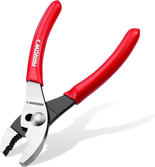 ARROW 6" Slip Joint Pliers, Small Pliers with Thick Dip-Grip Handle, High Carbon Steel, Strong Grip Jaws, Pliers Tool for Gripping, Loosening Nuts and Bolts, Cutting Steel Wire