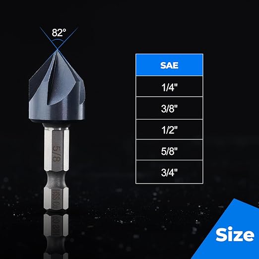 toolant 1/4" Noir-Ti Cobalt Countersink Drill Bit(Pro), Titanium Aluminum Nitride Coated with Quick Change Hex Shank