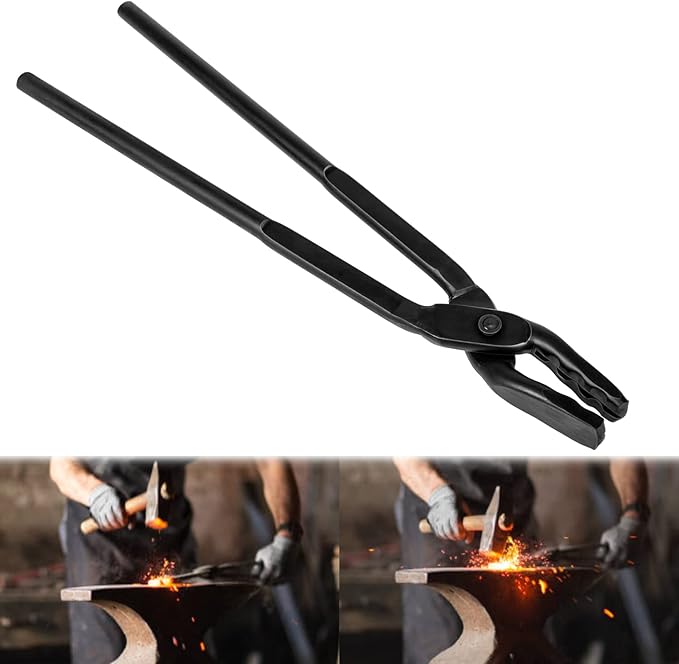 Blacksmith Tongs Wolf Jaw Blacksmithing Tool for Beginner & Professional Blacksmiths Bladesmiths & Craftsmen (15 in)