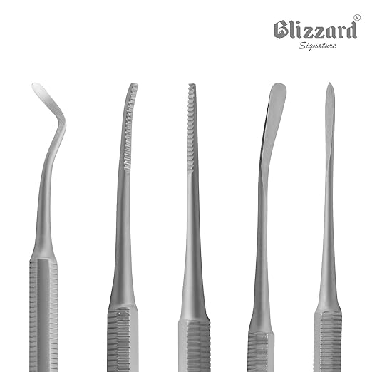 Ingrown Toenail File Set by Blizzard ??3 Piece Double-Ended Tool Kit with Blacks File, Nail Cleaner and Lifter for Cleaning and Care of Ingrown Toenails - Premium Stainless Steel