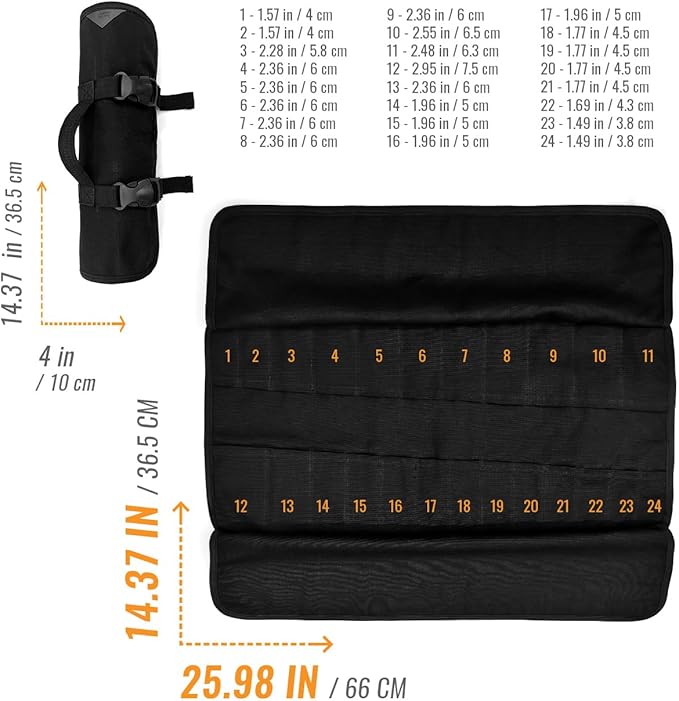 Under NY Sky Tool Roll Organizer, Heavy-Duty Wrench Bag, Portable Hand Tool Pouch for Mechanics, Electricians, and Hand Tools