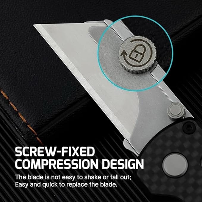 OKNIFE Otacle U1 Folding Utility Knife, Quick Change Box Cutter with Rail Lock, EDC Razor Knife with Pocket Clip for Office, Factory (Green Micarta)