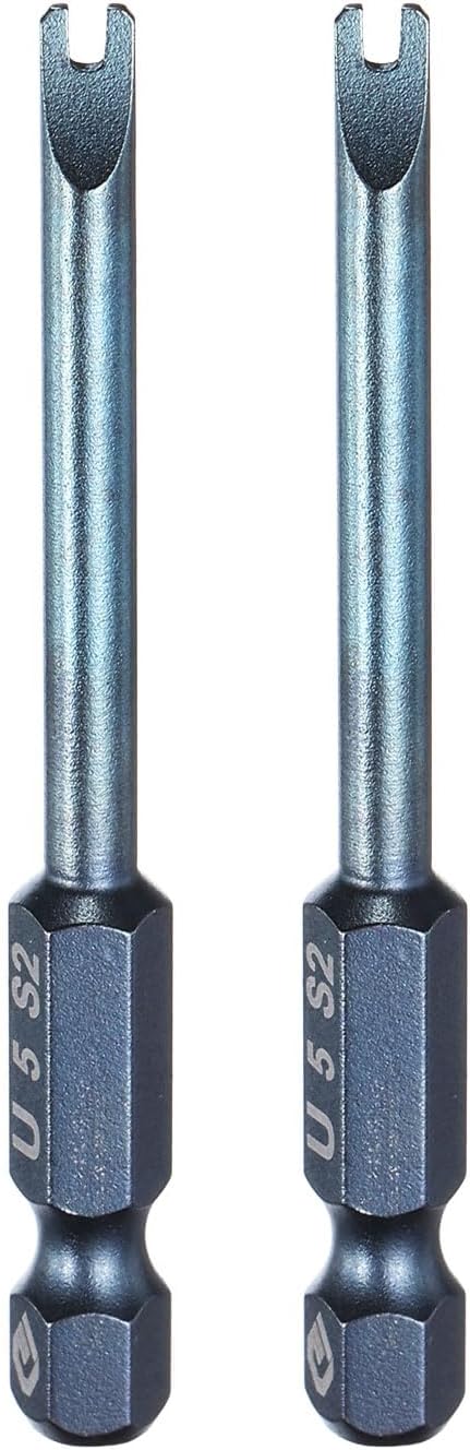 HARFINGTON 2pcs U-Type Screwdriver Bit 1/4" Hex Shank U5 Magnetic Head 2.6" Length S2 Steel U-Shaped Screw Driver Bit for Repair Work Electric Screwdriver, Blue