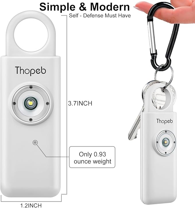 Thopeb?밫he Original Personal Safety Alarm for Women Self Defense ??Elders & Kids Self Defense Keychain Siren ??135dB Loud Siren Bird Sound ??Cute Key Chains Protection (White)