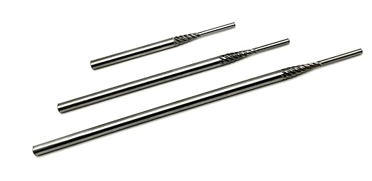 3 Piece Porting Mandrel Set with 4?? 6??& 8" High Speed Steel Coarse Thread Extra Shank Length Cartridge and Spiral Roll Mandrels