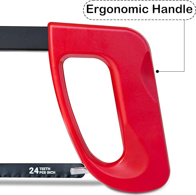 12??High-Tension Hacksaw Frame with 24 TPI Bi-metal Blade, Suitable for Metal, Wood, PVC, Carpentry