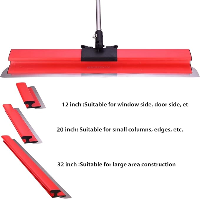 Drywall Tools Skimming Blade with Extension Handle - 12", 20" & 32" Blades with 2 Pack 0.3 mm Blades, Construction Tools End Caps, Wall-Board with Outer Box in Red