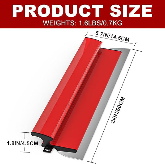 Ceeintee 24 Inch Drywall Skimming Blade, Replaceable 0.35mm Stainless Steel Blade, Drywall Trowel for Gyprock, Drywall and Wall-Boardrd, Ergonomically Designed Grip