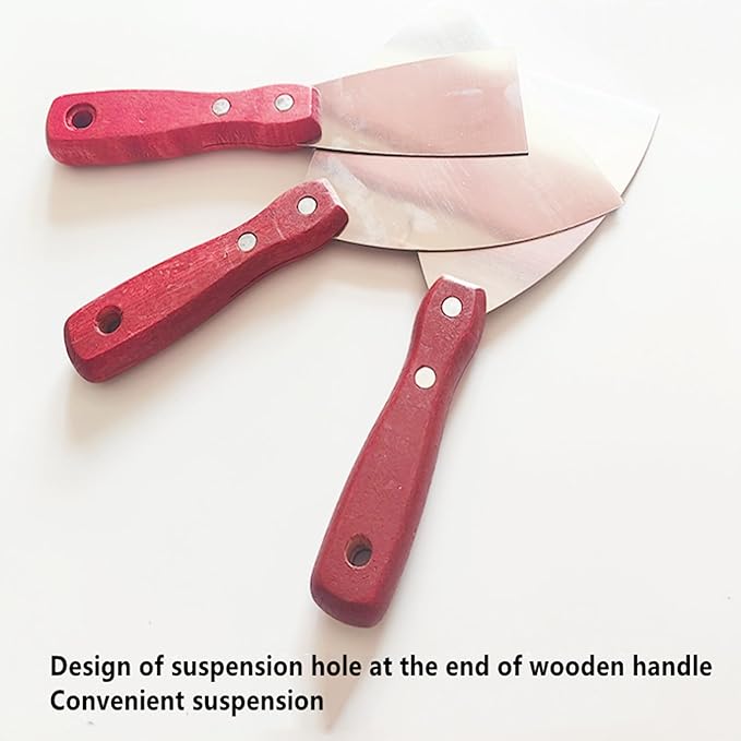 5Pcs Putty Knife Scrapers Stainless steel spatula Tool set竊똷ith a comfortable wooden handle竊똣or Scrapering,Drywall Repairs and Spreading竊똖aping Drywall Wall Painting (Mixed pack2",3",4",5",6")