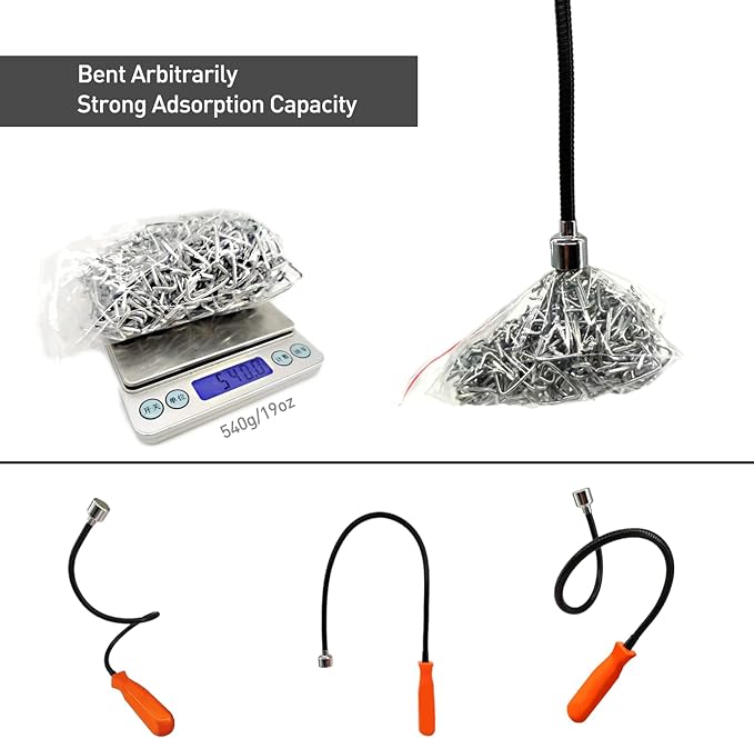 Magnetic Pick up Sweeper Tool - Set of 3 - Telescoping Magnet Stick Tool 40",31" and Flexible Magnetic Pick Up Tool 22", for Hard-to-Reach, Mechanic, Home, Automotive