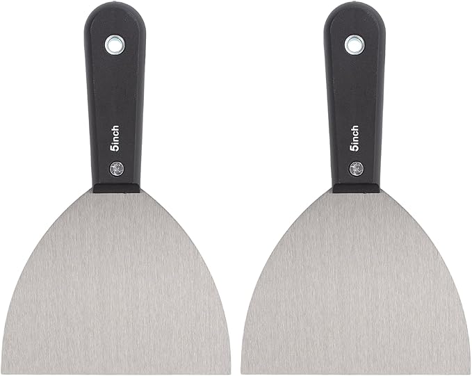 7 PCS Drywall Tools,Putty Knife,Paint Scraper Tool with Storage Bag,Stainless Steel Putty Knife Set,Drywall Scraper Spackle Taping Knife for Spreading Mud, Taping,Repairing wall (2 PCS -5")
