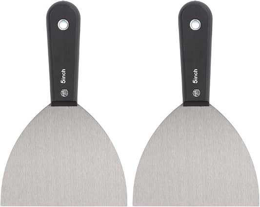 7 PCS Drywall Tools,Putty Knife,Paint Scraper Tool with Storage Bag,Stainless Steel Putty Knife Set,Drywall Scraper Spackle Taping Knife for Spreading Mud, Taping,Repairing wall (2 PCS -5")