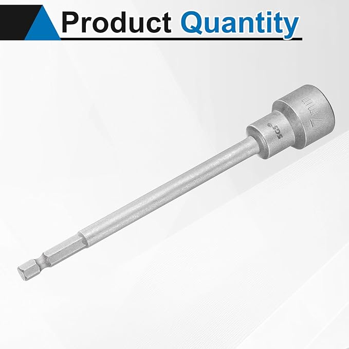 HARFINGTON Nut Driver Drill Bit 17mm Metric Socket 1/4" Hex Shank 5.91" (150mm) Long Magnetic 6-Point Sockets Quick Change CR-V Steel Bolt Setters for Power Drill Drivers