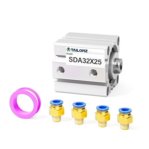 TAILONZ PNEUMATIC 32mm Bore 25mm Stroke Pneumatic Small Thin Cylinder Aluminum Pneumatic Air Cylinder SDA32-25