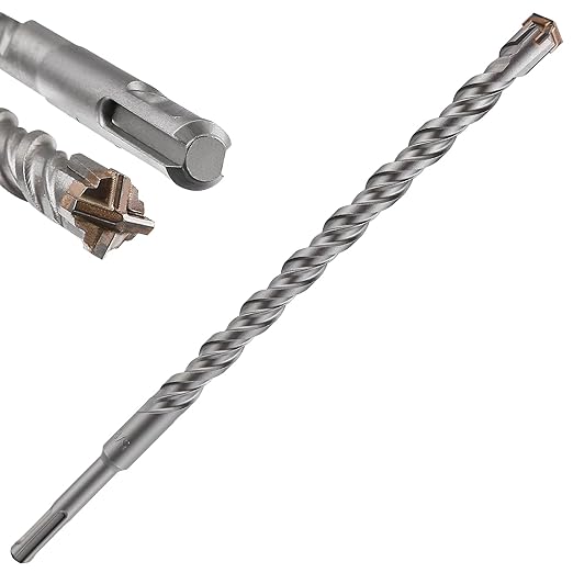 Concrete Drill Bit - 1pcs 5/8" X 12"-10" Cross-Type Double Thread Carbide Material Suitable for Brick, Cement Walls, Stone, Extra Long Hammer Drill Bits