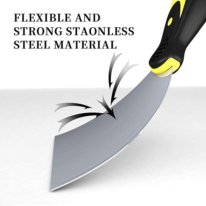 DEKEones Putty Knife Scrapers, Spackle Knife, Metal Scraper Tool for Drywall Finishing, Plaster Scraping, Decals, and Wallpaper (4 Pack, 5?? 4?? 3?? 1.5??Wide)
