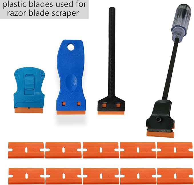 200Pcs Plastic Razor Blades Double Sided Blades for 1.5 Inch Razor Blade Scraper,Plastic Blades for Removing Stickers,Label,Decals,Adhesive,Glue