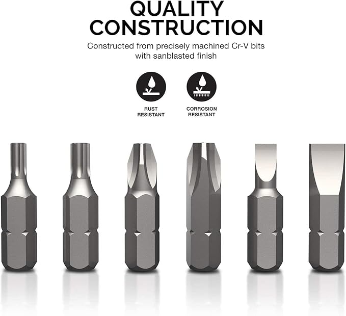 NEIKO 10048A Security Bit Set 100-Piece Set Cr-V Steel 1/4-inch Adapters Phillips Slotted Hex Torx Star Tamperproof Pozi Square Spanner Torque Tri-Wing Clutch Spline Wing Nut, Security Torx Bit Set