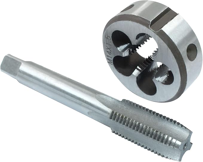 HARSKIYER M14 x 1.5 Metric Tap and Die Set, HSS Machine Thread Tap Die Set, M14 x 1.5mm Right Hand Thread Tapping Tool