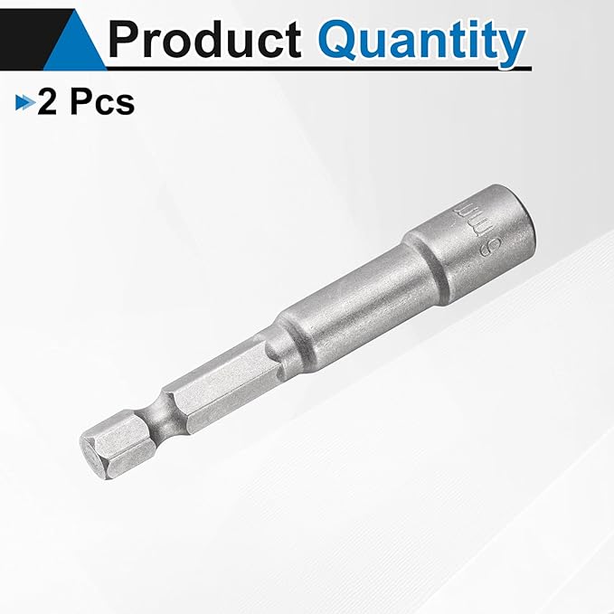 HARFINGTON 2pcs Nut Driver Drill Bit 6mm Metric Socket 1/4" Hex Shank 2.56" (65mm) Long Magnetic 6-Point Sockets Quick Change CR-V Steel Bolt Setters for Power Drill Drivers