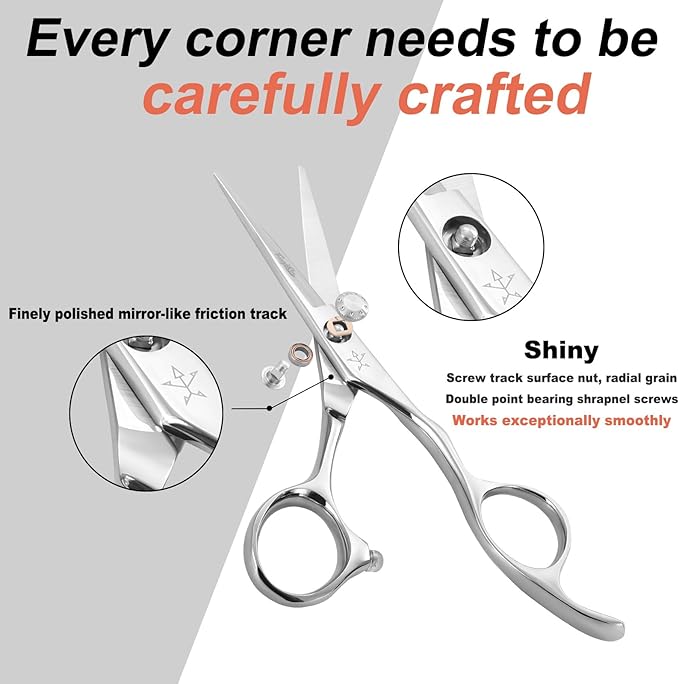 High-end Professional Extremely Very Sharp Barber Hair Cutting Scissors Hairdresser Shears For Hair 5 Inch Haircut Scissor Made Of Stainless Steel Alloy For Hairdressing Salon and Home Use