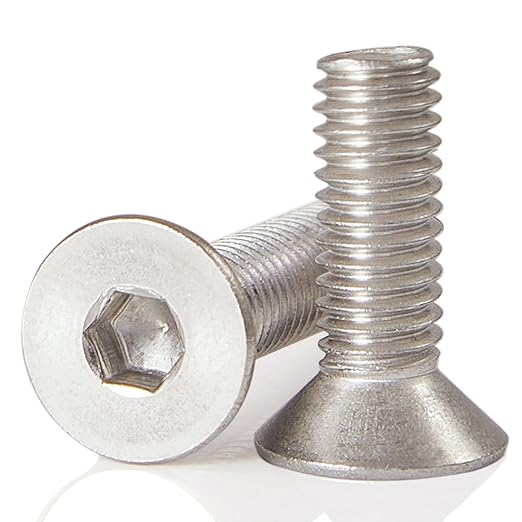 M6-1.0 x 12mm 40PCS Flat Head Hex Socket Cap Screws, Countersunk Bolts, Stainless Steel 304, Metric Allen Drive, Fully Threaded, Bright Finish