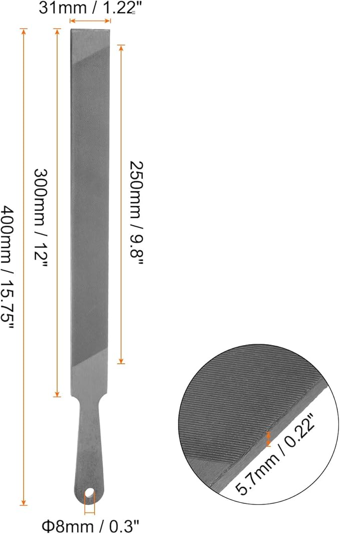 HARFINGTON Farmers Own Files 12 Inch High Carbon Steel Single Cut Flat Hand Rasp File for Deburring and Removing Material
