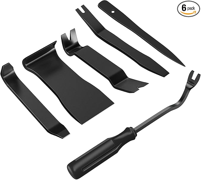 GOOACC 6PCS Auto Trim Removal Tool Kit No-Scratch Tool Kit for Car Audio Dash Window Molding Fastener Remover Tool Kit-Black