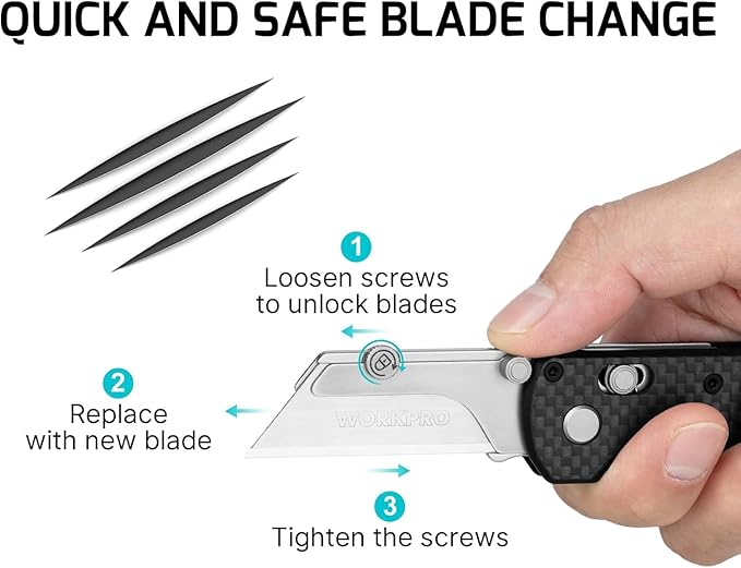 OKNIFE Otacle U1 Folding Pocket Utility Knife, Quick Change Box Cutter with Rail Lock, EDC Razor Knife with Pocket Clip for Office, Factory (Black)
