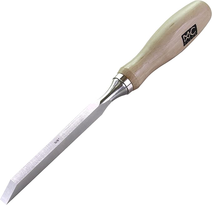Individual Professional Woodworking Cabinetmakers Mortise Chisel Chrome-Vanadium Steel with Hornbeam Handles for Carpentry, Woodworking, Carving, Size 3/8'