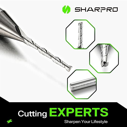 1/16 Router Bit 1/4 Shank, 1/16 CNC Router Bits 1/4 Shank, 1/16 Upcut CNC Bit, Up Cut Spiral Router Bits 1/4 , Solid Carbide Router Bits 1/4, Ideal for Wood Inlay, Plunge Plastic 3PCS