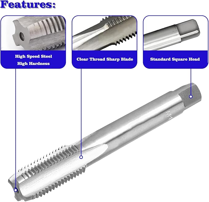 M14 x 1.5 Metric Thread Tap and Die Set, M14 x 1.5mm High-Speed Steel Machine Tap and Die Set, Right Hand Thread Tap and Round Thread Die