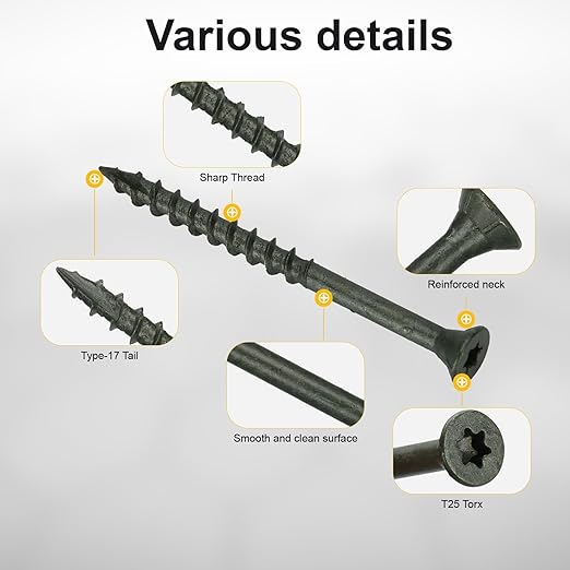 Wood Screws #10 x 2-1/2?쇺? T25 Star Torx Drive Flat Head Deck Screws, Green, 79Pcs (1lb)